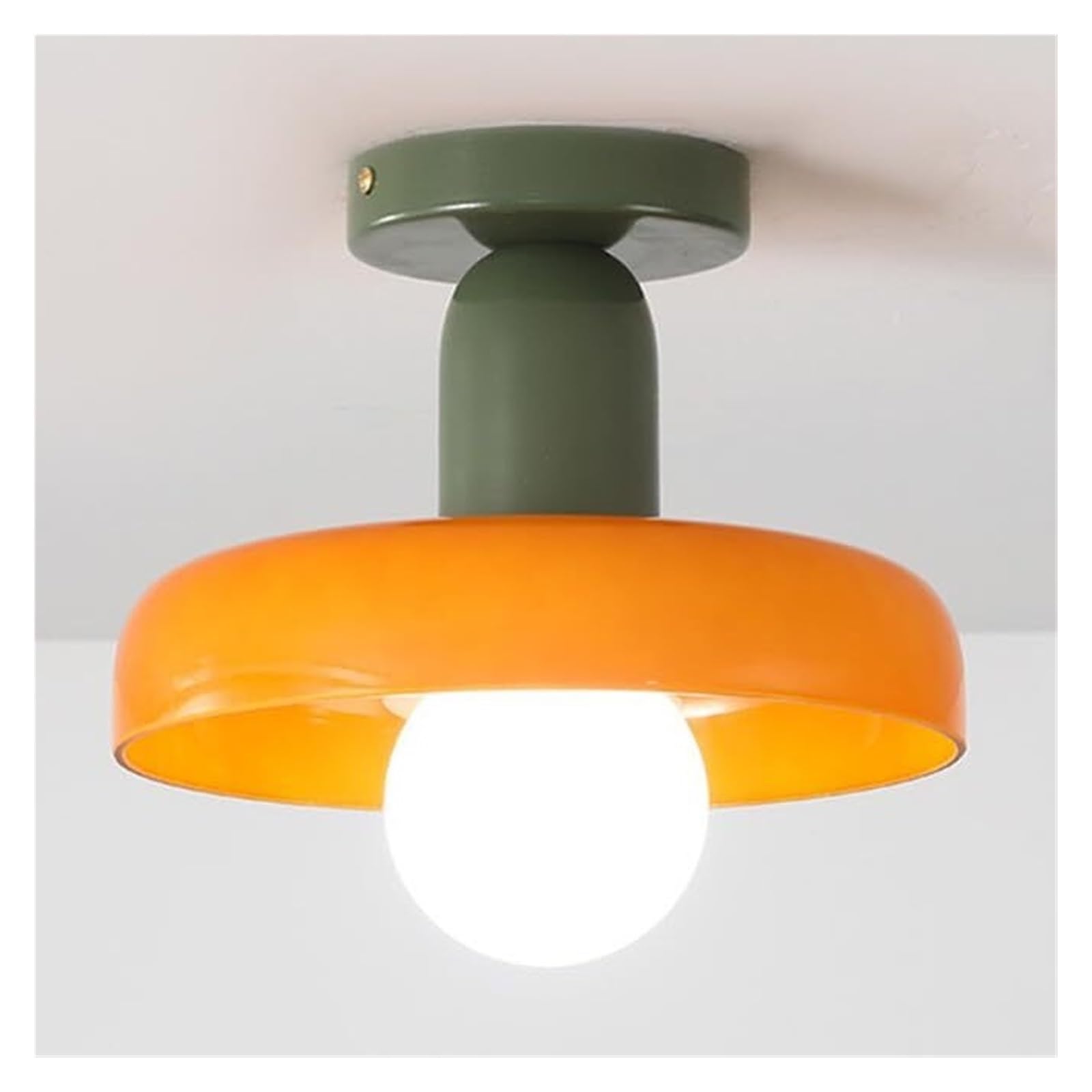 KHUKHU Glass Ceiling Light Fixture Mid Century Modern Hallway Light Fixtures Ceiling Glass Farmhouse Ceiling Lamp for Bathroom Kitchen Foyer Entryway Balcony(Orange,+Green)