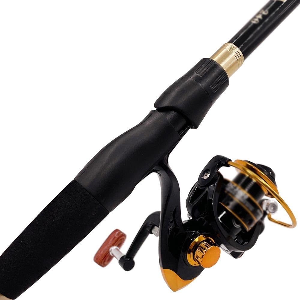 Wędki Wędka teleskopowa 1,8-2,4 m z przynętą i kołowrotkiem o przełożeniu 5,2:1 High Speed ​​Reel Fishing Tackle Wędka teleskopowa(Black rod with reel,1.8m)