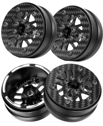 RCMYou RC 1.9In Beadlock Wheels Ultra Lightweight Performance Carbon Fiber faceplate for 1/10 TRX4 TRX6 SCX10 I II III 90046 AXI03007 VS4-10 Gen8 MST CFX D90 RC Crawler Car(Black-D)