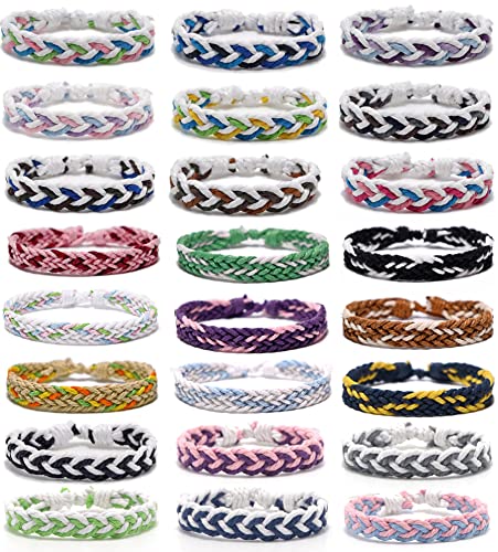 Firazio 24Pcs Handmade Braided Friendship Bracelets For Women Mens Colorful Boho Surfer Bracelets Fashion Cool Woven Wrist Cord Bracelet For Boys Birthday Gifts-Party Favors Adjustable #TOP15