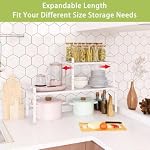 Expandable Cabinet Shelf Organizer Rack, Stackable Kitchen Counter Storage Shelves Stand, Adjustable Height Pantry Shelf Spice Rack (White, 2 Pack) - Image 5
