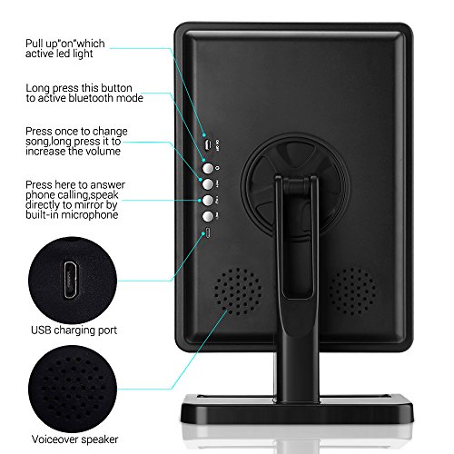 LUXACURY Vanity Mirror Led Bluetooth Make up Mirror with Lights and Magnifier Touch Screen and 10X Magnification, Wireless Bluetooth + Speakerphone & USB Charger,Bluetooth Led Mirror (Black)