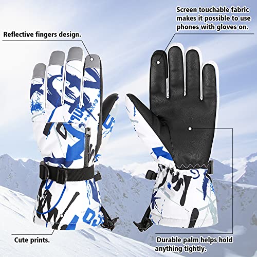Kids Winter Gloves Waterproof With Zip Pocket Snow Ski Gloves Boys Girls Toddler Windproof 04 Pink Medium #TOP1
