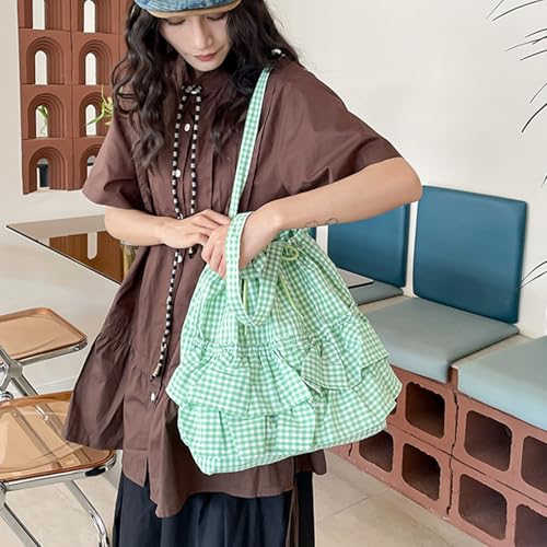 Women Bag Ruffle Plaids Armpit Large Capacity Handbag Commuting Simple Underarm Korean Styles Shoulder Women Armpit Large Cap2