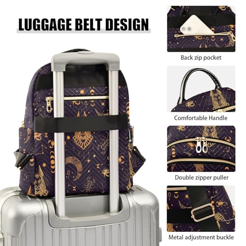 Image of Mini Backpack Egyptian Style Anubis Moon Fashion Backpack Purse for Women,Handbag Shoulder Bag Casual Daypack, Ladies Gift for College Work(S)