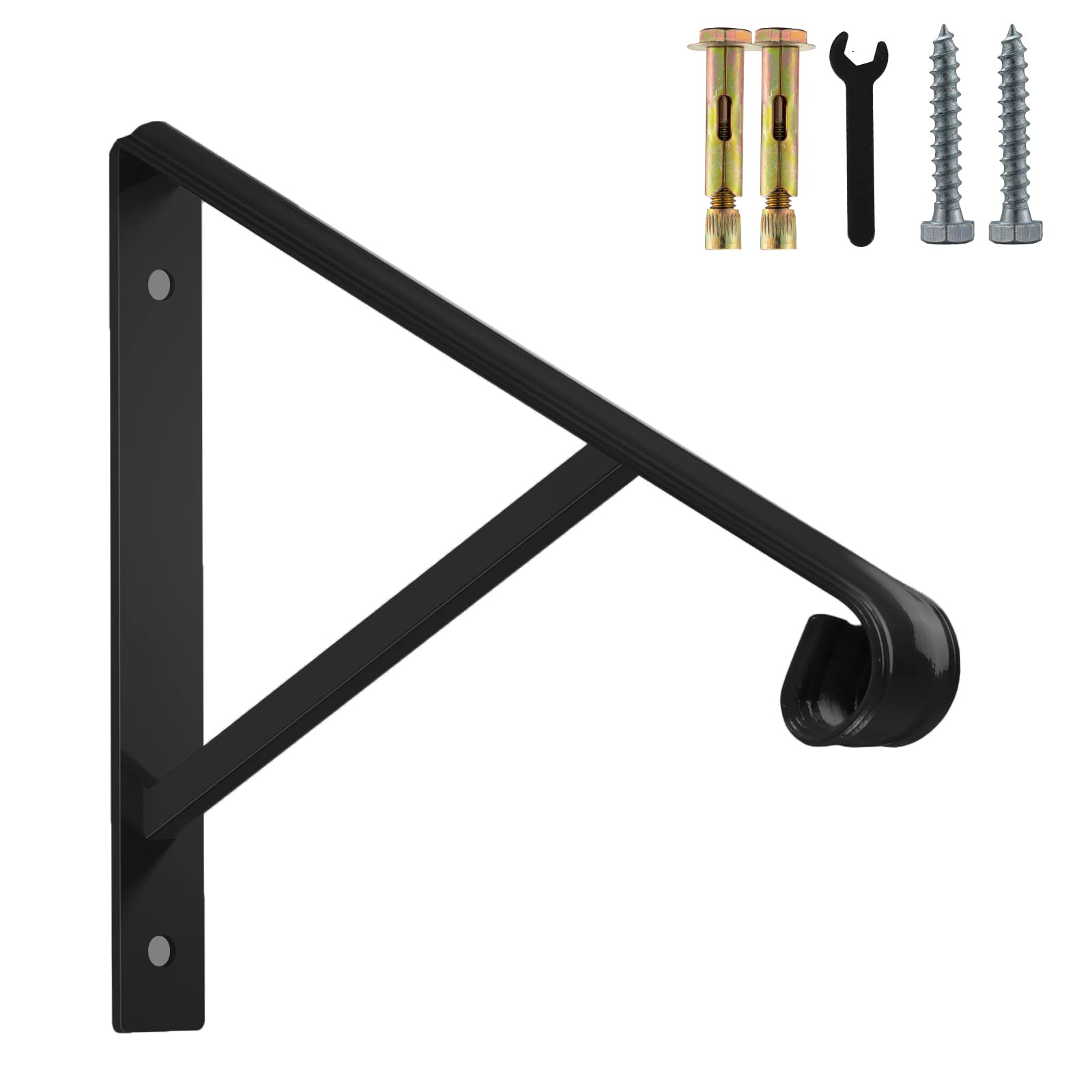 Single Step Handrail,Black Handrail Railings 1 Step Handrail Metal Wrought Iron Handrail, Handrail Railings for Steps Porch Single Step handrail