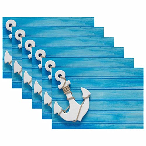 Sets de table à rayures bleues pour repas en terrasse style bord de mer - 6