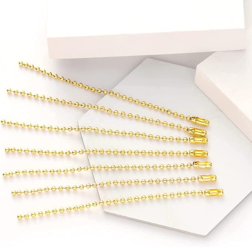 100-Piece Ball Bead Chains - 4.7 Inch 2.4mm Steel Keychain Chains For Jewelry Making & DIY Crafts