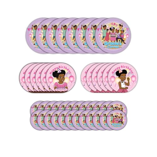 Gracie’s Corner Birthday Party Circle Stickers, Custom DIY Stickers, Birthday Party Decorations for Kids, Personalized Gift Tags Happy Birthday Stickers (44 Count) (Pink & Gold)
