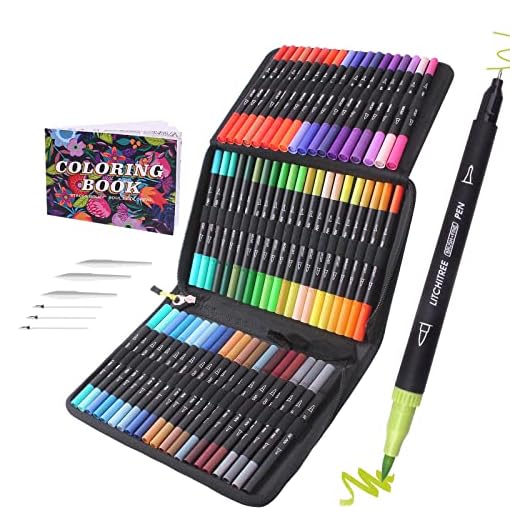 72 Rotuladores Lettering, Rotuladores de Punta Fina Rotuladores Punta Pincel Lettering Kit para Niñas,Dual Tip Brush Pens Marcadores para Aultos Libros para Colorear