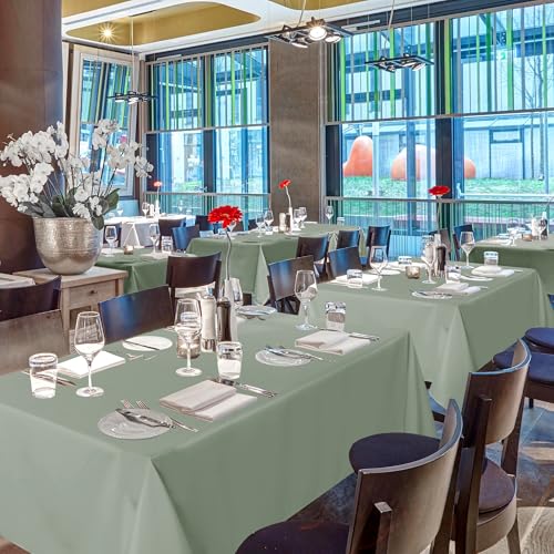 Image of sancua Rectangle Tablecloths for 8 Foot Tables, 6 Pack - Washable Polyester Fabric Table Cloth for Wedding Party, Birthday, Banquet Reception, 60x120 Inch, Sage Green