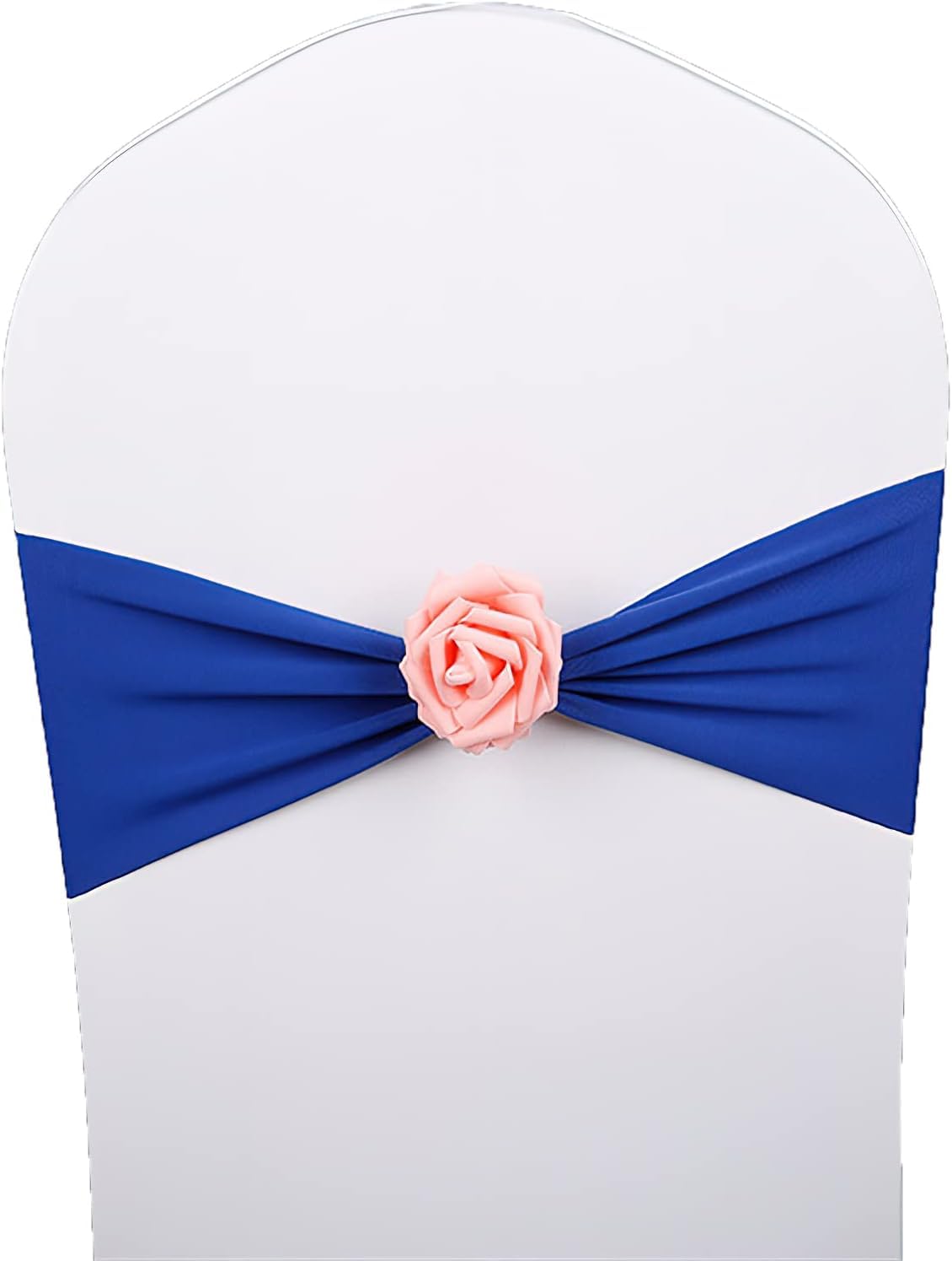 Kokardy na krzesła weselne,Eleganckie szarfy, Szarfa na krzesło Spandex z kulką róży Sztuczne szarfy na krzesła ślubne Muszka na krzesło ślubne Pokrowiec na krzesło Zespół na imprezę, 10 szt(Royal Blu