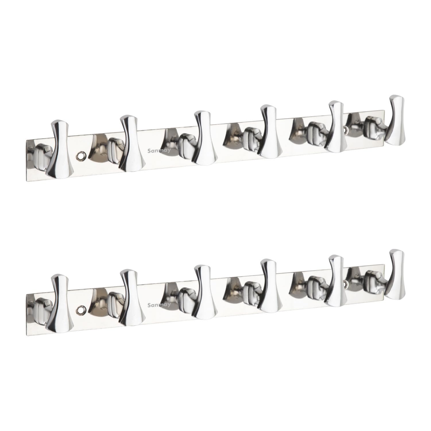 Sanmay Stainless Steel Sheet-Type Cloth Hook Hanger | Wall Mounted Hook Rail | Towel Hooks | Wall Hanger | Khunti - 6 Leg (Set of 2) (B0CZGZ6DCN) Amazon Price History, Amazon Price Tracker