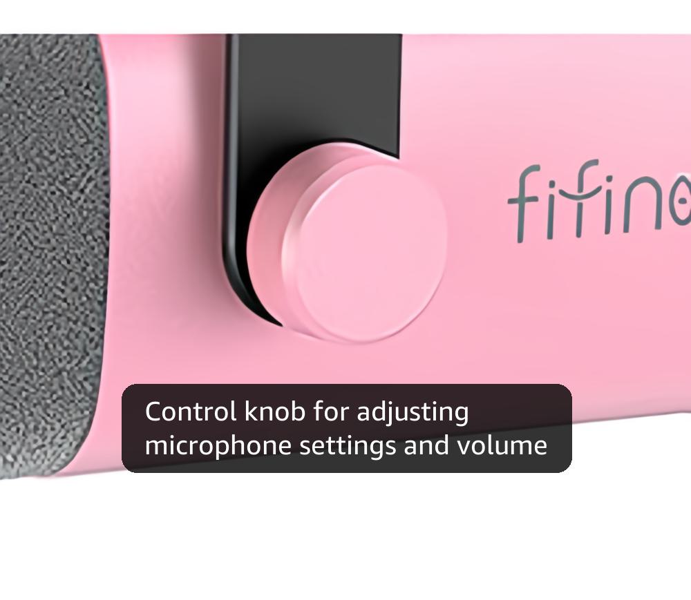 FIFINE XLR Gaming Microphone USB, PC Dynamic Microphone Kit for Vocal, Recording, Podcast, Streaming RGB Mic with Headphone Jack, Mute Button, Boom Arm Stand for Computer/Mixer-AmpliGame AM8T Pink