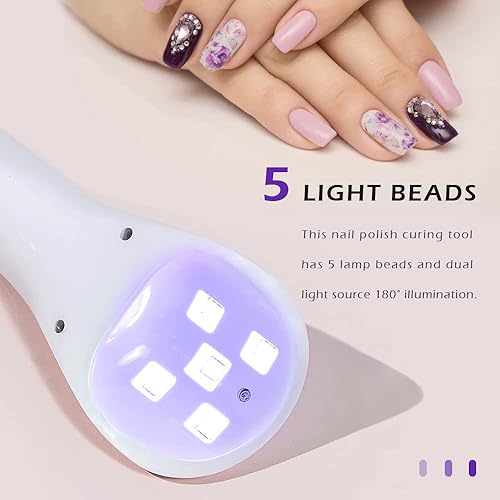 Miniatura 4 de Luz UV de mano para uñas de gel, mini lámpara de uñas portátil con flash LED, esmalte de curado de uñas recargable, secado rápido, máquina de secado