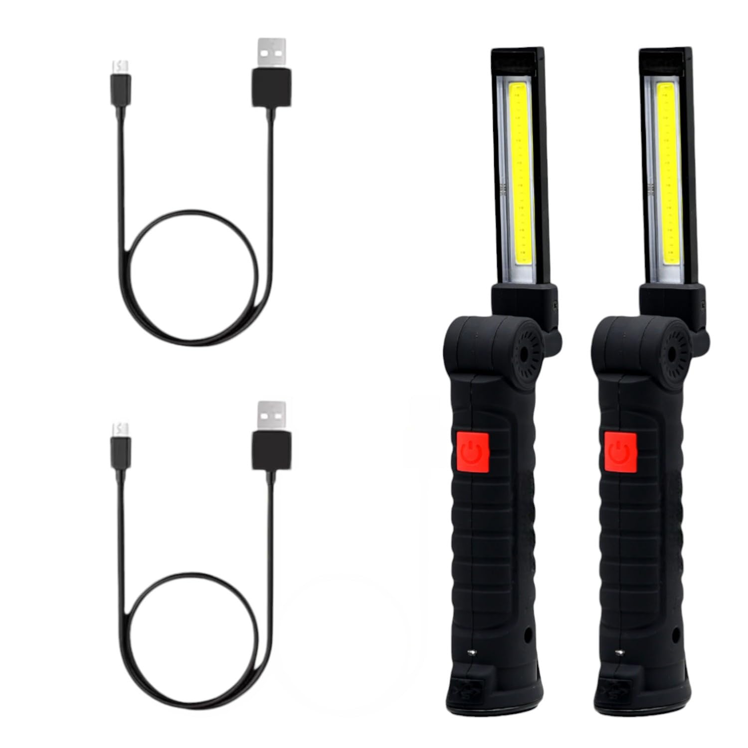 Pack of 2 COB LED Worklights with Torch | 3W USB Rechargeable Cordless Inspection Lamps