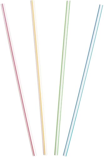 300PC pajitas rectas de plástico desechables colores surtidos rayas 9" barra de beber