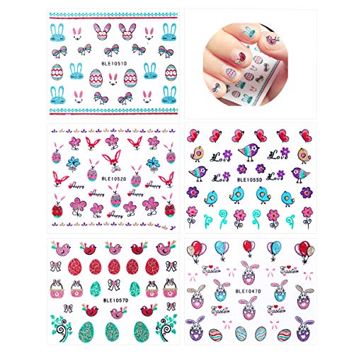 Minkissy osterhasen nagelaufkleber, 20 blätter osterhühnerei nail art aufkleber glitter kaninchen tipps falsche…