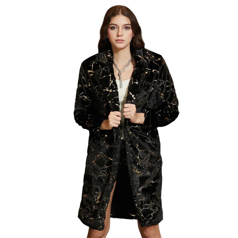 Image of PINACOLADA Women's Double-Breasted Fleece Long Coat for Casual Wear | Lapel Collar | Long Sleeve | Button Closure | Coat Crafted with Comfort Fit for Everyday Wear
