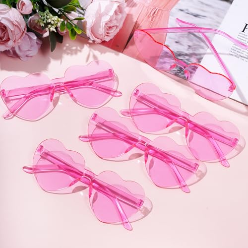 Fengek 50 Pcs Heart Shape Sunglasses Frameless Transparent Glasses Party Favors for Women4