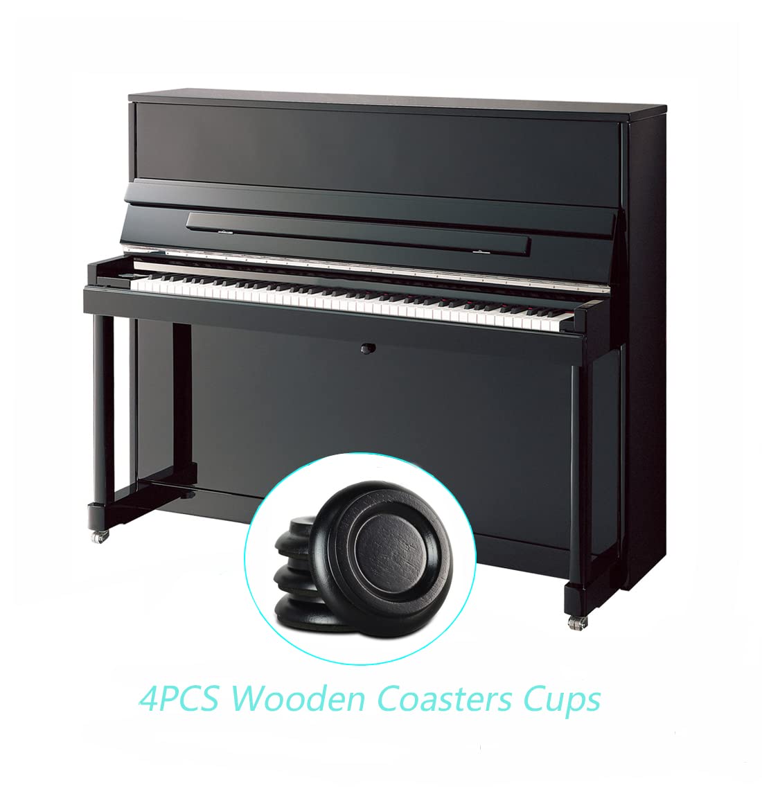 Alnicov Copas de piano para piano de madera maciza, para piano vertical, protectores de suelo antideslizantes y antiruido (juego de 4), color negro