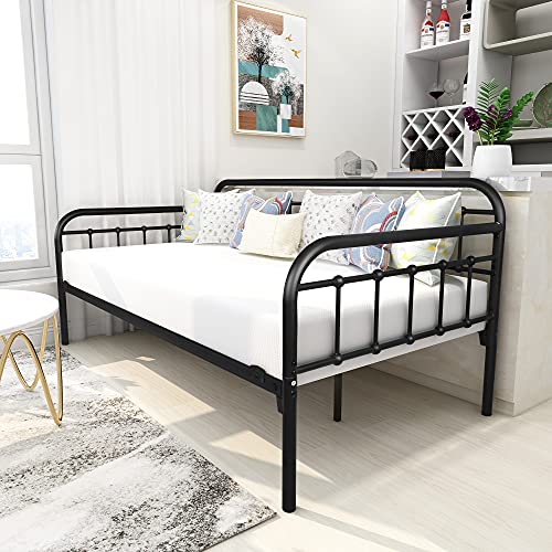 JURMERRY Metal Daybed Frame Twin Size with Steel Slats Platform Furniture,Black JURMERRY Metal Daybed Frame Twin Size with Steel Slats Platform Furniture,Black