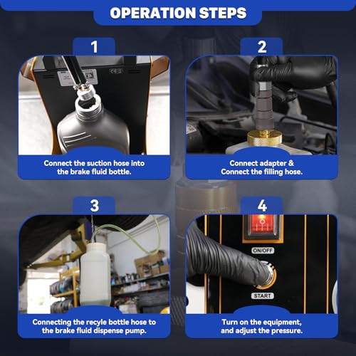 Image of AUTOOL Brake Fluid Bleeder Kit Automatic Brake Pressure Bleeder 0.7~3bar | 3 Adapters