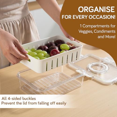 Image of HOKIPO Fridge Storage Containers - Food Grade BPA Free Plastic Food Storage Containers for Refrigerator & Freezer | Fresh Vegetable Crisper Box & Kitchen Storage Set (AR-6101)