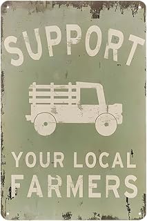 YOYI ART Farmers Market Decor Sign - Support Your Local Farmers, Vintage Tin Sign for Farmers Market, Farmhouse, Home Decor, 8 x 12 inch