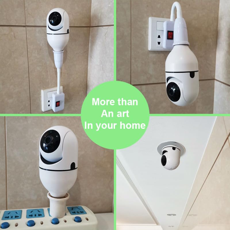 OneXsale 3MP WiFi Bulb Camera for Home Indoor Outdoor | E27 Socket, 360° Panoramic View, Color Night Vision, Human Detection, Motion Alarm, 2-Way Audio | Works on 2.4GHz WiFi 4