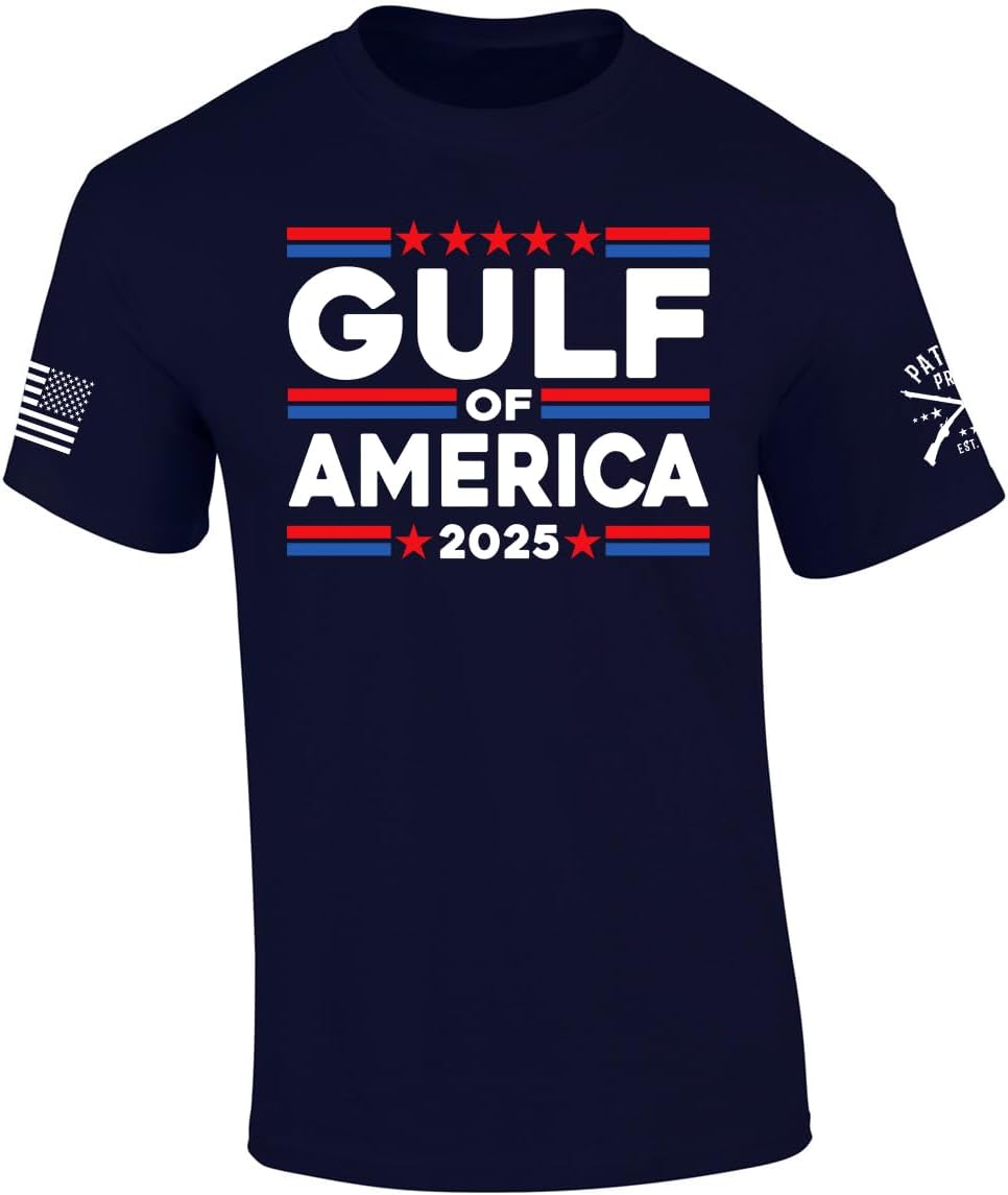 Gulf of America Men’s Political Stars T-Shirt – USA Flag Graphic Tee – Casual Short Sleeve Cotton Top for Men & Women