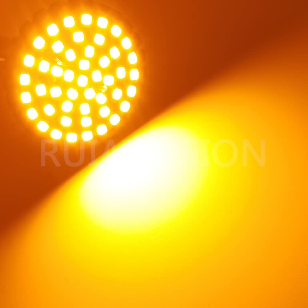 Ruiandsion 1156 LED Luce Frecce Ambra Giallo 12V 7506 1141 93 P21W BA15S 2835 48SMD Sostituzione per Moto Harley Davidson Stile Proiettile