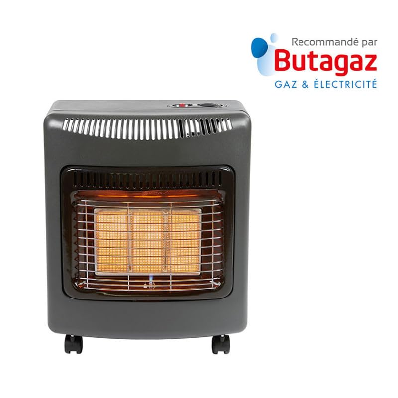 FAVEX - Chauffage d'appoint à gaz Ektor Mini - Livré avec tuyau à visser - Intérieur - Brûleur Céramique Infrarouge - 3 Puissances de Chauffe -jusqu'à 40 m² - Noir