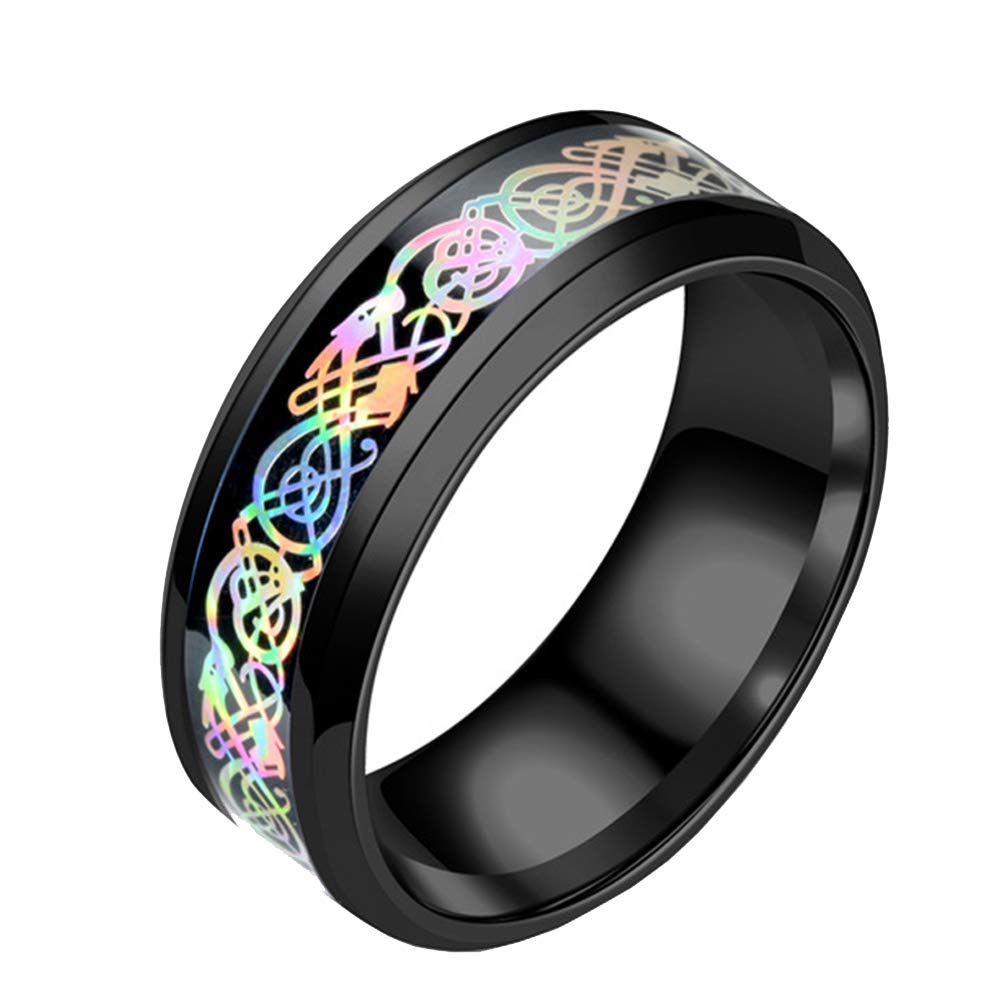 HIJONES Unisex Carbide Fiber Celtic Dragon Spinner Ring Wedding Spins Band