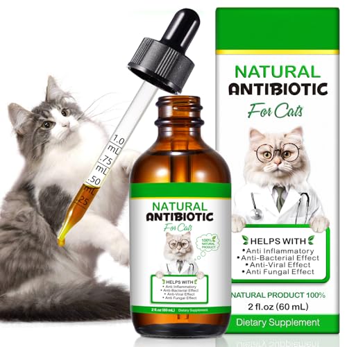 Natürliche Antibiotika für Katzen, 60 ml Katzenantibiotika für Infektion, Unterstützt das Immunsystem und lindert Juckreiz bei Allergien, Katzen-Antibiotikum für UTI