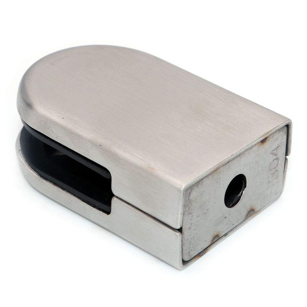 NUZAMAS - Kit di 8 supporti per vetro, adatti per pannelli da 10 a 12 mm, finitura satinata, staffa in vetro regolabile con retro piatto per balaustre per scale e recinzioni per piscine