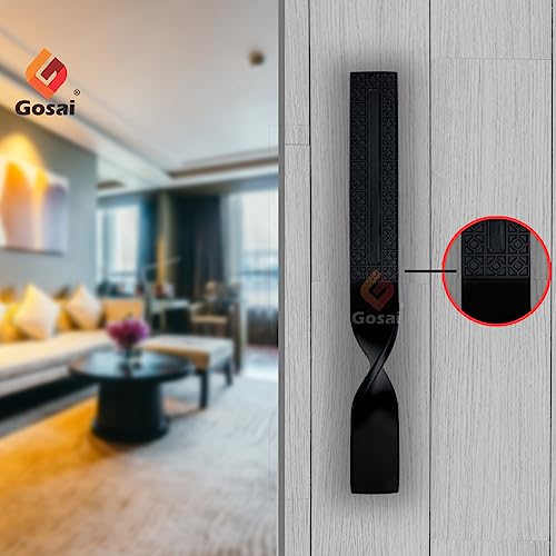 Image of GOSAI Tiwst Main Door Handle /Glass Door Handle /Pull Handles |Push Handles for All The Doors of House|Office|Facotry|Hospital (Matt Black Handle, 12 inch) Pack of 1 pcs
