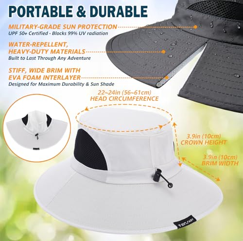 Image of Wide Brim Sun Bucket Hat, Waterproof Boonie Hat for Men & Women | UPF 50+ UV Protection, Adjustable Fit, Chin Strap & Sweatband, Foldable Durable for Fishing Hiking Garden Beach