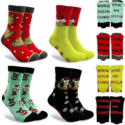 YeahBoom Calcetines de Navidad Divertidos,Moda Calcetines con Anime,Suave Algodón,Regalo Original y Gracioso para Navidad para Mujeres y Hombres