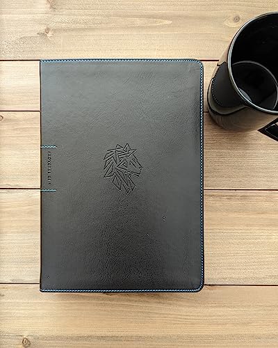 Image of NLT Courage For Life Study Bible for Men, Filament Enabled (LeatherLike, Onyx Lion, Indexed)