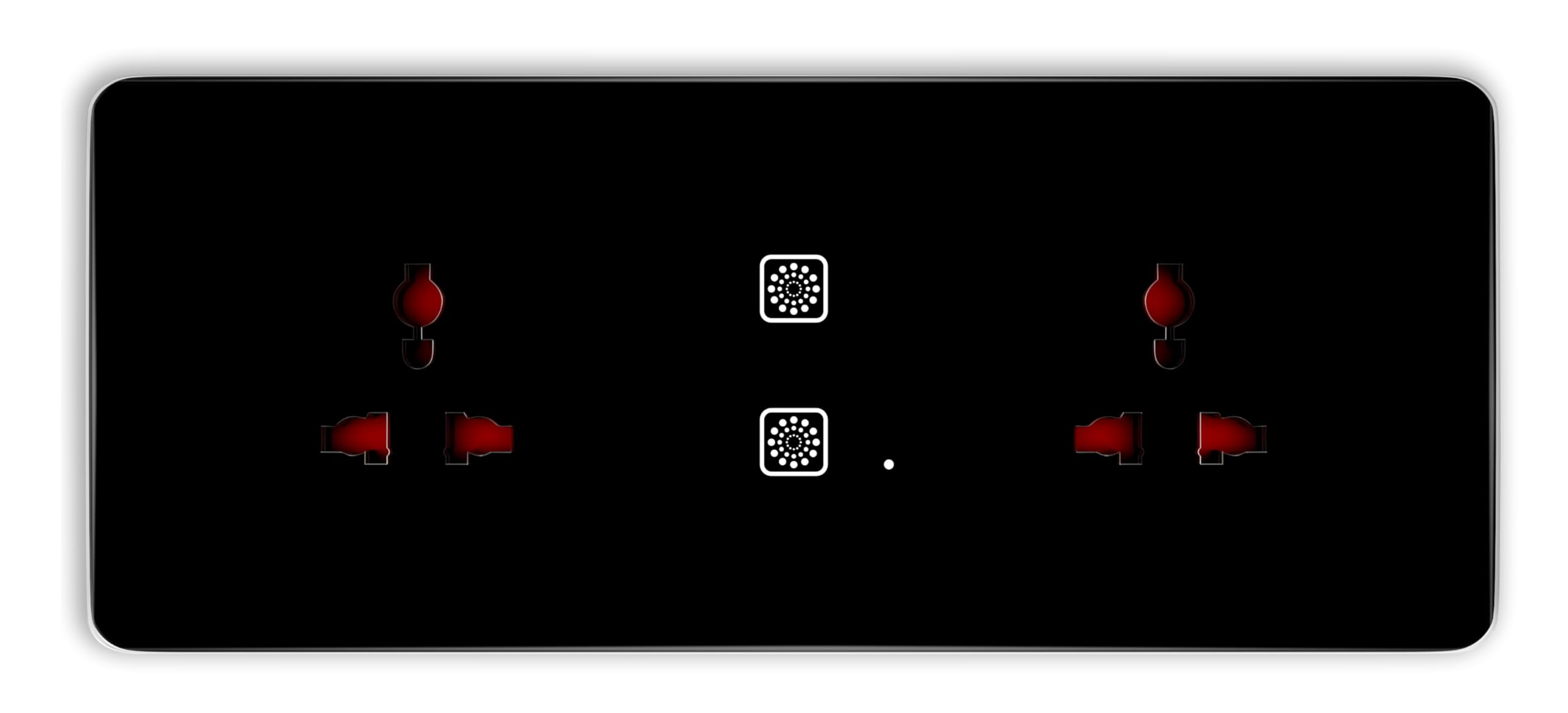 Touch Switch Panel | 2-Switch + 2 Socket with 1 Heavy Load | (6M) (Black)-image-7