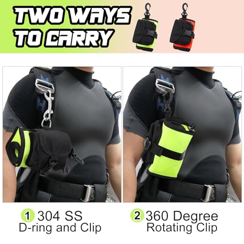 Image of Surface Marker Buoy Scuba with Reel, 5ft High Visibility Diving Open Bottom Signal Tube Safety Sausage with Pouch Bag, 100ft ABS Dive Reel and Steel Double-Ended Bolt Snap (Hi-Vi Yellow)