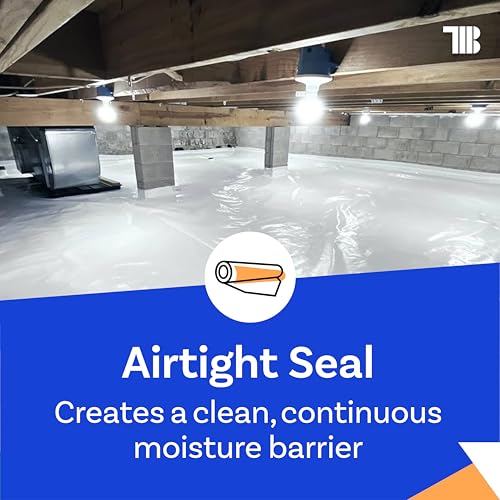 Image of Vapor Barrier Tape - 4 inch x 180' Roll, Made in USA, White Polyethylene Tape for Crawl Spaces & Moisture Barriers, Waterproof Seal & Seam Tape for Underlayment, Insulation, and Plastic Liners