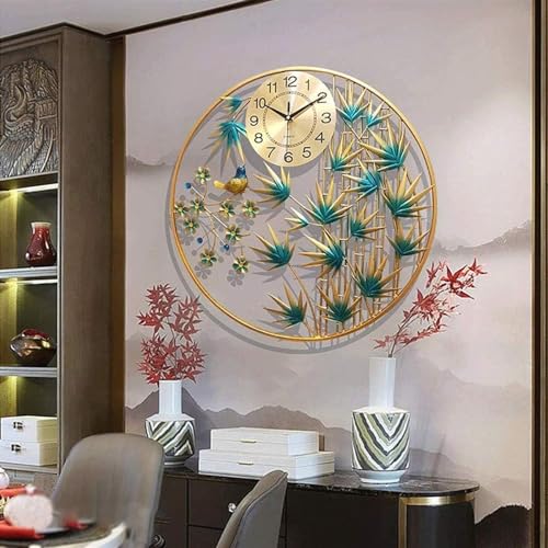 Horloge murale design moderne métal doré 3D décoration salon de luxe - 3