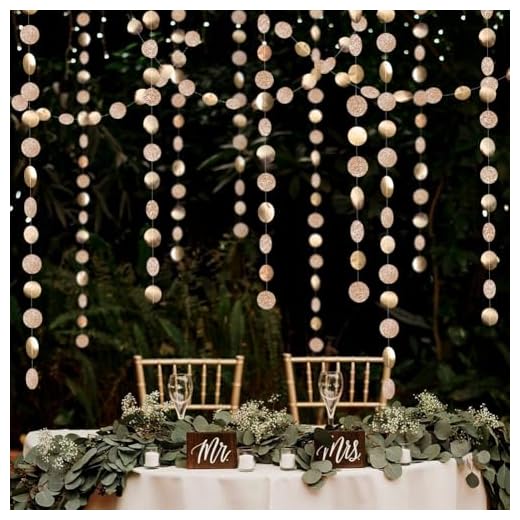 Glitzer Champagner Gold Dekorationen Papier Kreise Punkte Girlande Party Luftschlangen Hintergrund Hängende Dekoration Banner/Hochzeit/Junggesellinnenabschied/Weihnachten/Neujahr/Heim/Verlobung