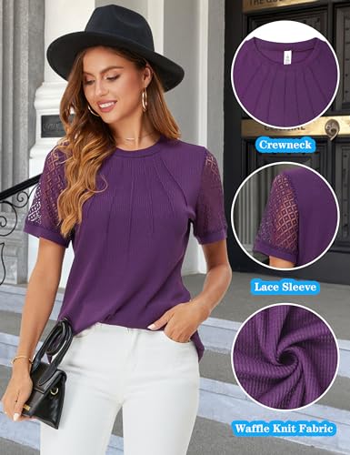 Blooming Jelly Women's Dressy Casual Blouses Business Work Tops Short Sleeve Waffle Knit Shirts 2025 Summer Outfits3