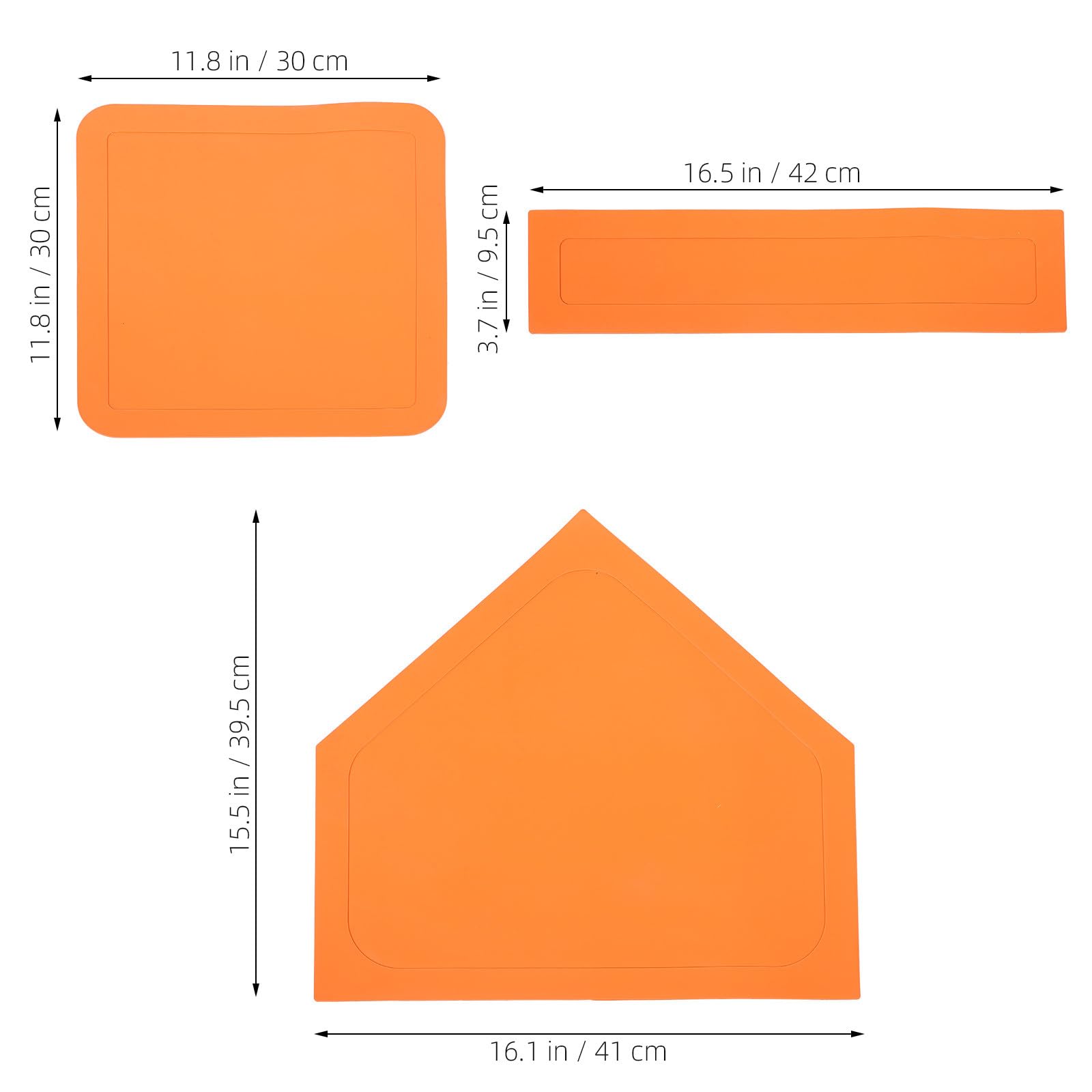 Tapis de Lancer de Softball 5 Pièces en Caoutchouc Imperméable Orange Bases de Baseball et Kickball Résistantes à L’Usure Plaque du Lanceur Conforme aux Normes Équipement