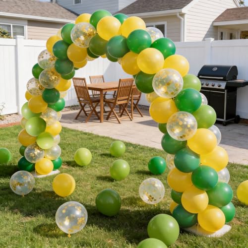 Image of 60Pcs Green Yellow Balloons, Gold Confetti Balloons for Party Decorations | 12-inch green, yellow & confetti balloons create a vibrant party setup for birthdays, baby showers, graduations & events