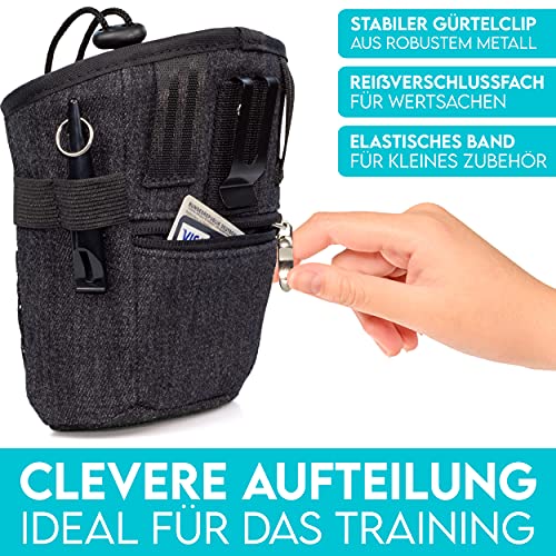 HUND IST KÖNIG Leckerlibeutel für Hunde-Training - Robuster Futterbeutel Hunde, kompakt & funktional - Futterbeutel Hundetraining für schnelles belohnen - mit Kotbeutelspender & Trainings-Ebook