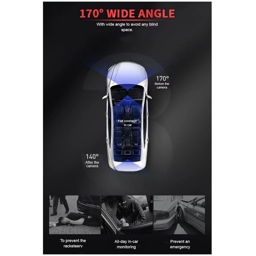 SHABD Grabadora de ConduccióN de 10 Pulgadas Espejo Retrovisor 4K HD Pantalla GrabacióN Dual Delantera y Trasera TeléFono MóVil WiFi